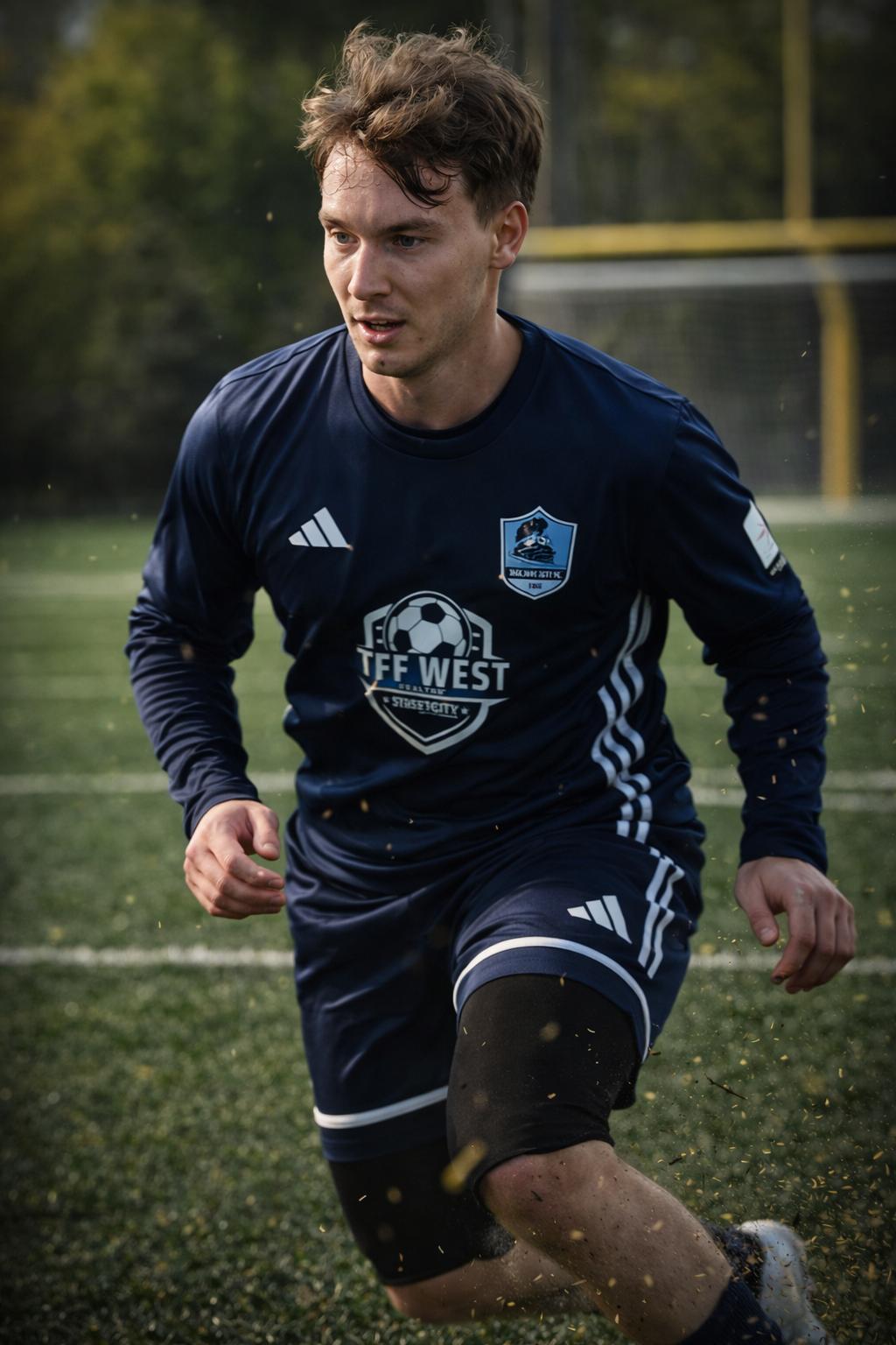 Railway City FC men's player on the ball